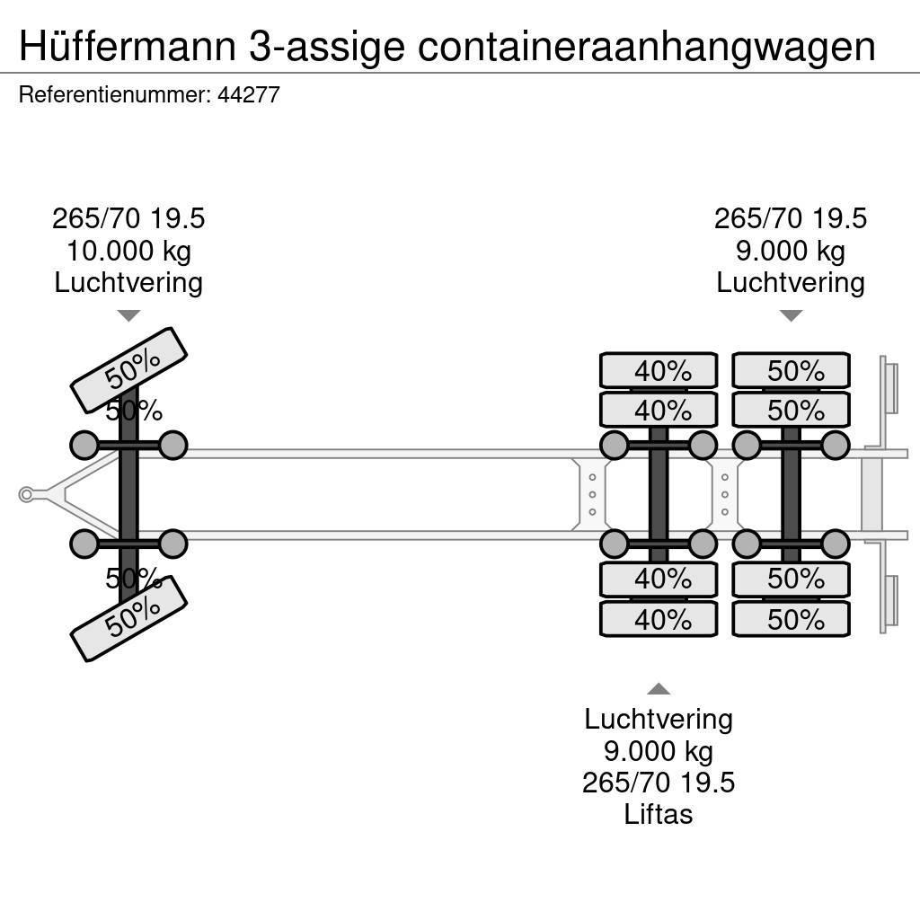 Hüffermann 3-assige containeraanhangwagen Reboques Porta Contentores