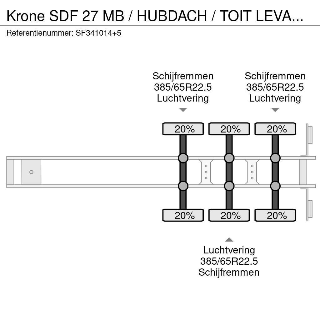Krone SDF 27 MB / HUBDACH / TOIT LEVANT / HEFDAK / COILM Semi Reboques Cortinas Laterais