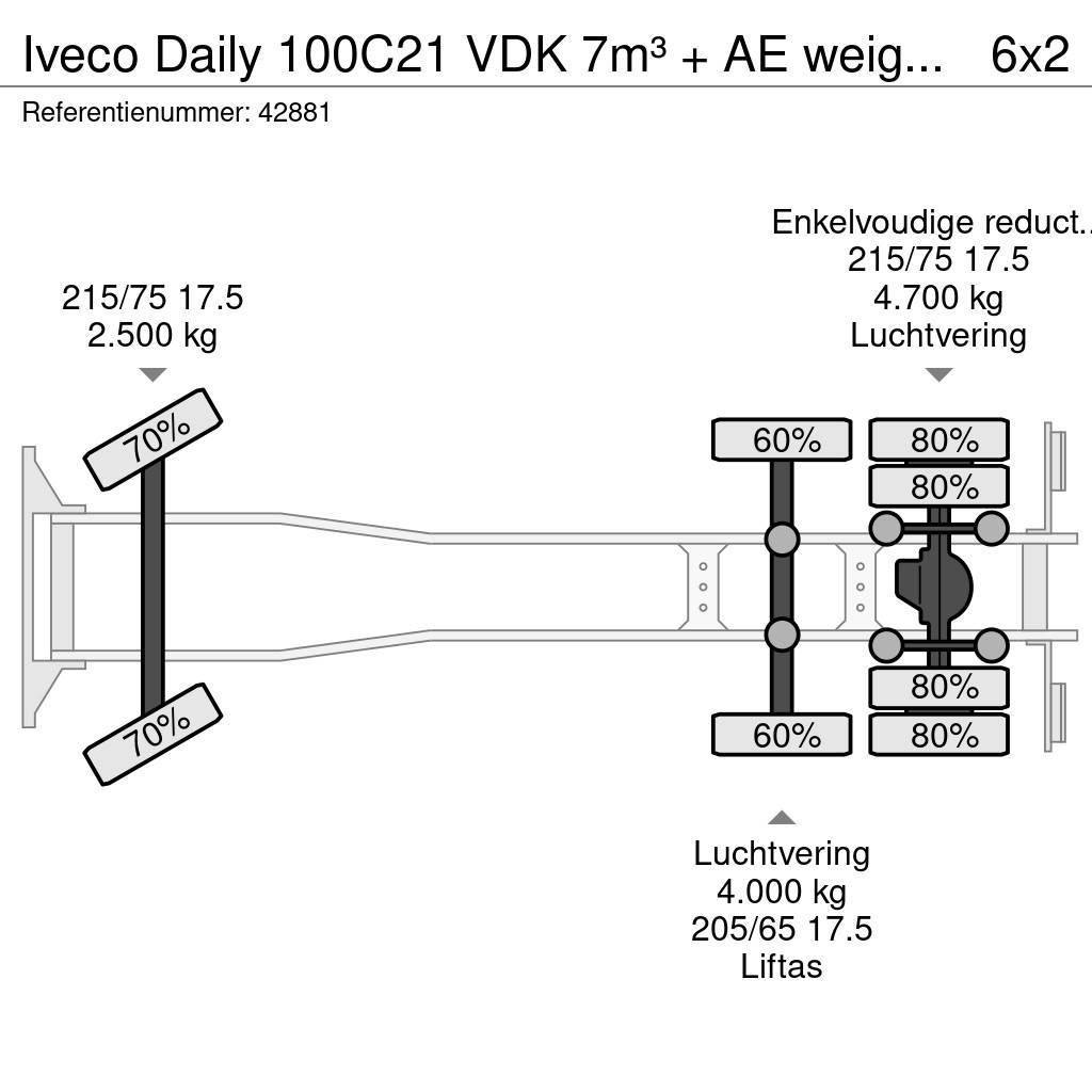 Iveco Daily 100C21 VDK 7m³ + AE weighing systeem Camiões de lixo