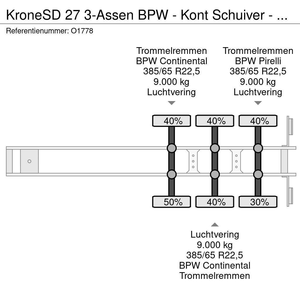 Krone SD 27 3-Assen BPW - Kont Schuiver - DrumBrakes - 5 Semi Reboques Porta Contentores