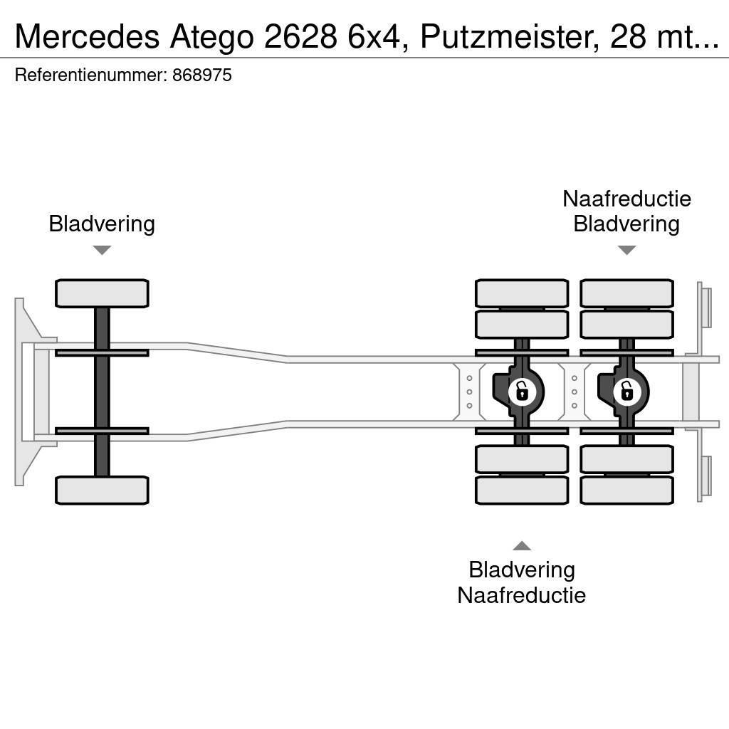 Mercedes-Benz Atego 2628 6x4, Putzmeister, 28 mtr, Remote, 3 ped Camiões bomba Betão