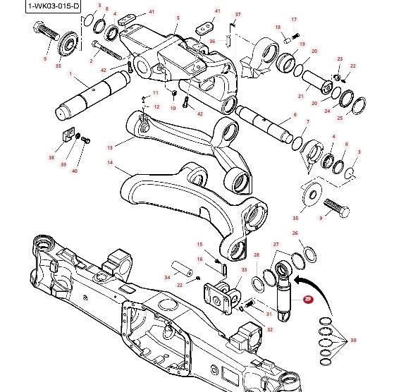 Massey Ferguson 8727 Front axle shock absorber cylinder 7700160101 Chassis e suspensões