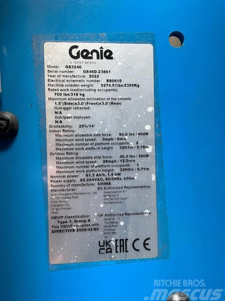 Genie GS 3246 E-DRIVE, ELECTRIC, 12M, NEW, WARRANTY Elevadores de tesoura