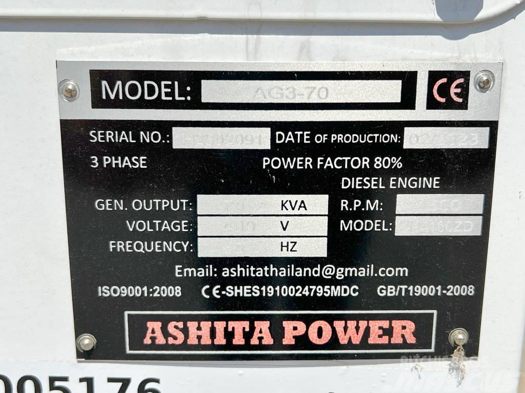 Ashita AG3-70 - 70 KVA New / Unused / CE Certified Geradores Diesel