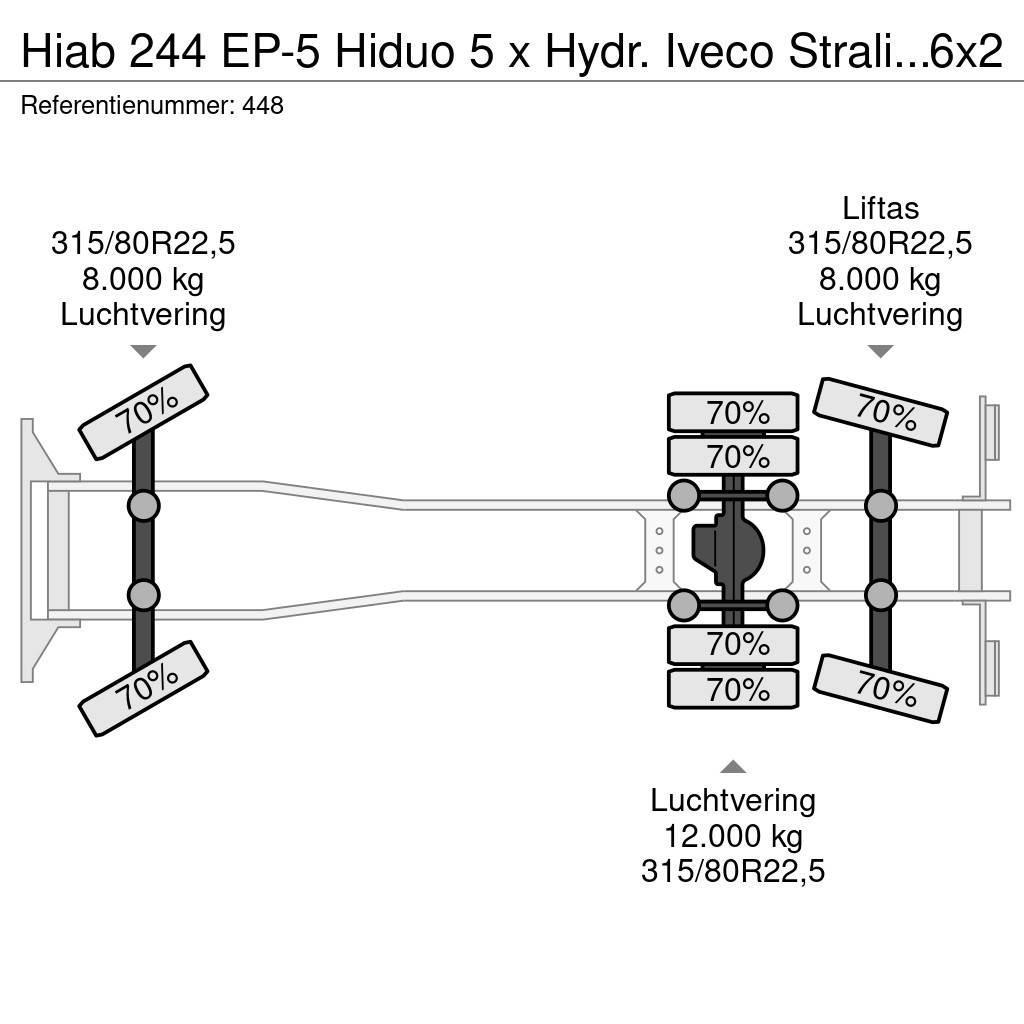 Hiab 244 EP-5 Hiduo 5 x Hydr. Iveco Stralis 420 6x2 Eur Gruas Todo terreno
