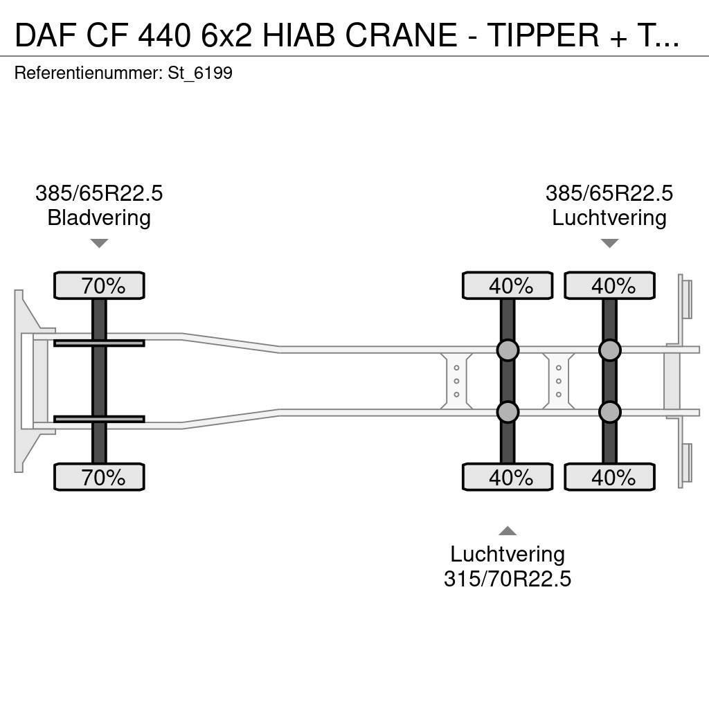 DAF CF 440 6x2 HIAB CRANE - TIPPER + TIPPER TRAILER Camiões grua