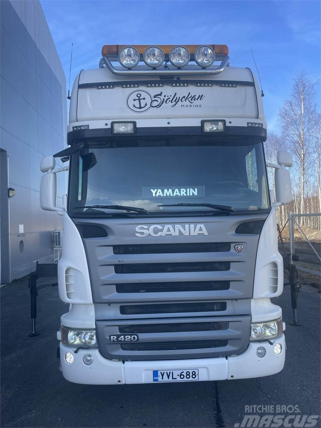 Scania R 420 4x2-3700 Topline + PM 12.5 S nosturi radioll Camiões grua
