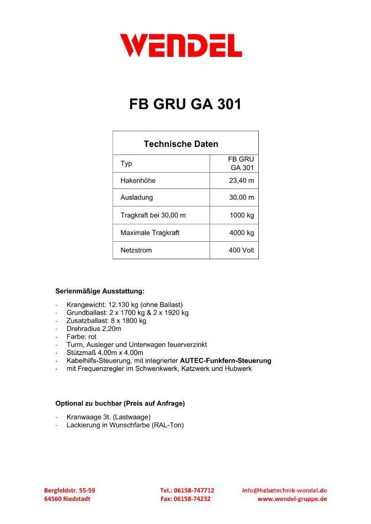 FB GRU GA 301 - Turmdrehkran - Baukran - Kran Gruas de construção