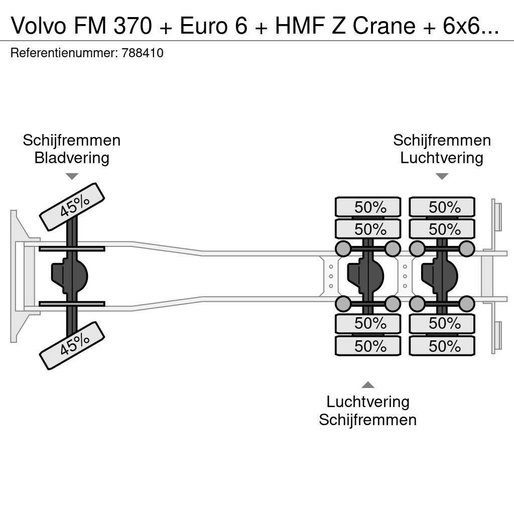Volvo FM 370 + Euro 6 + HMF Z Crane + 6x6 + Hardox KIPPE Gruas Todo terreno