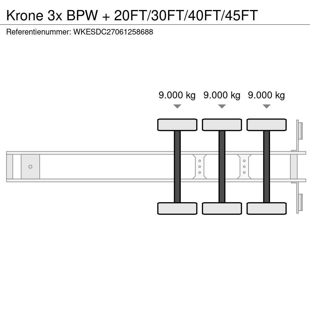 Krone 3x BPW + 20FT/30FT/40FT/45FT Semi Reboques Porta Contentores