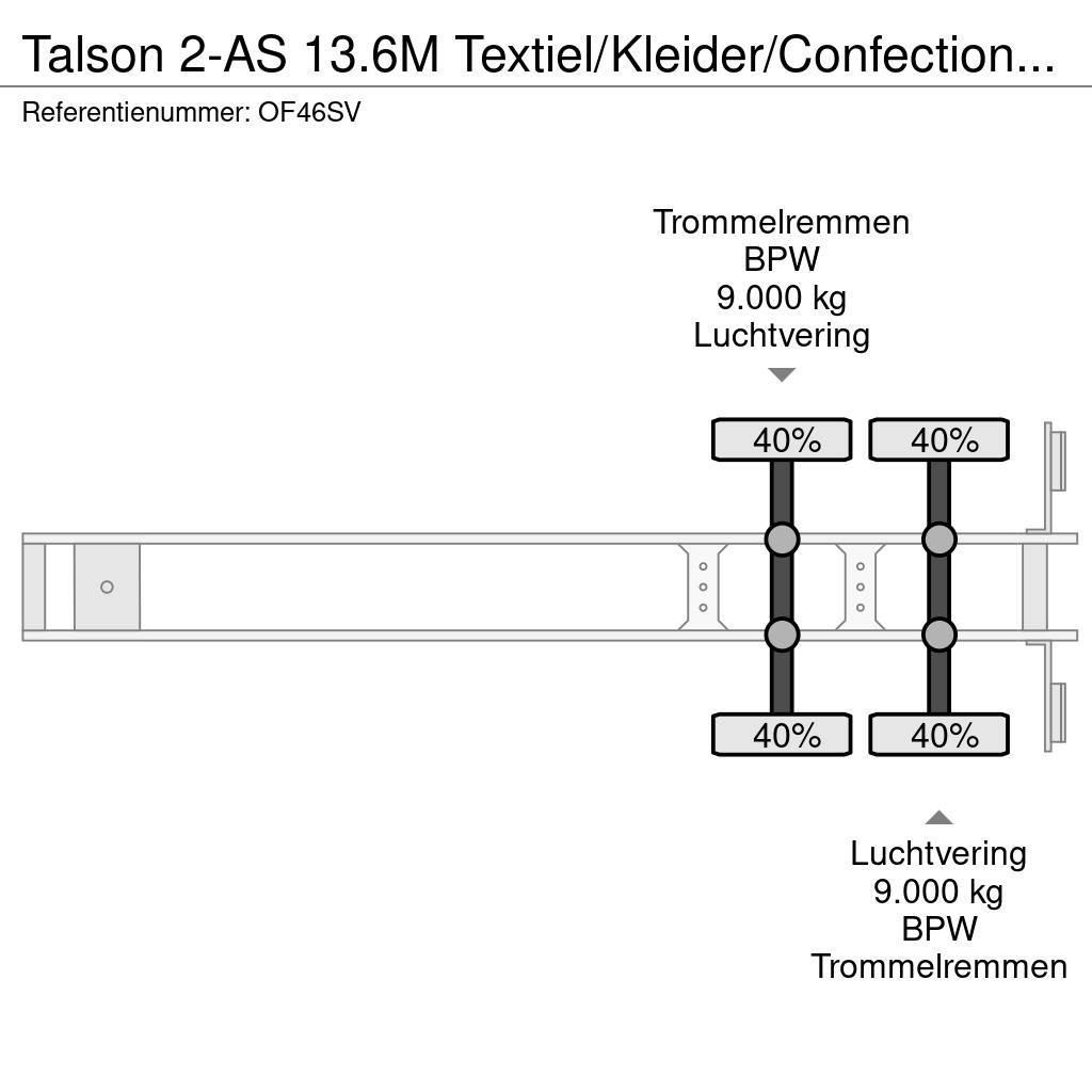 Talson 2-AS 13.6M Textiel/Kleider/Confection ABS APK/TUV Semi-Reboques Caixa Fechada