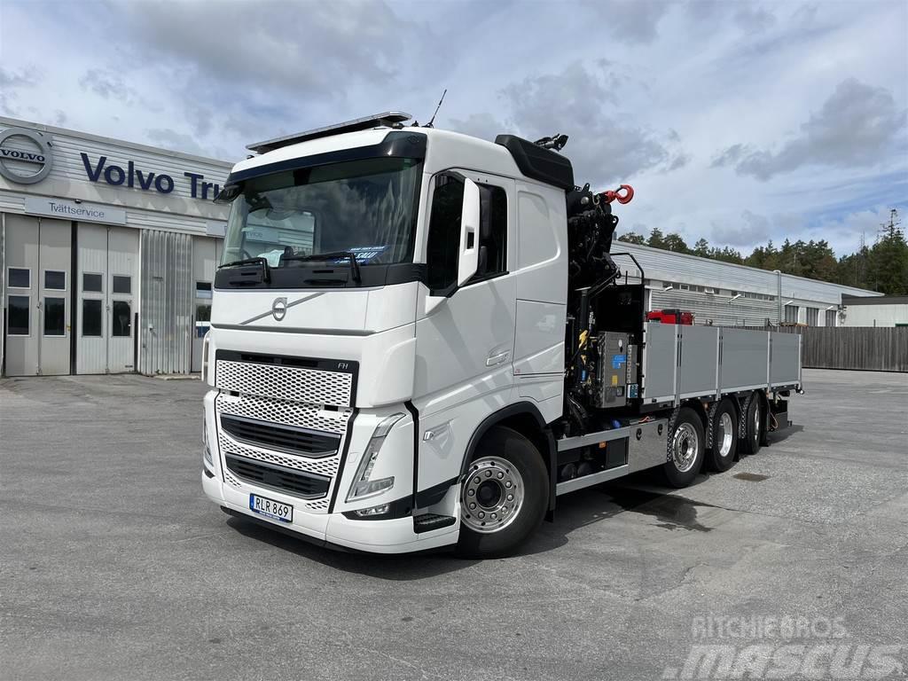 Volvo FH Ny större brädgårdsbil 8x2 39 tons kran Camiões estrado/caixa aberta