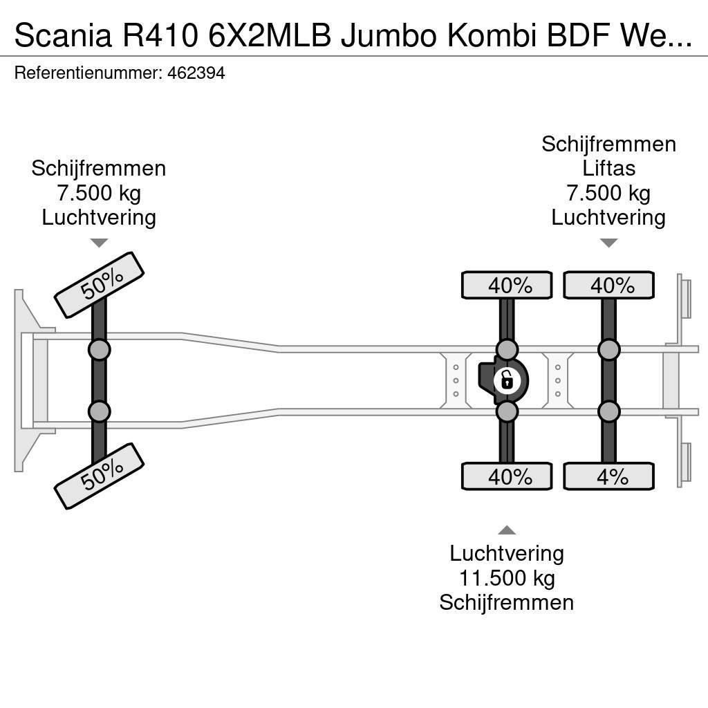 Scania R410 6X2MLB Jumbo Kombi BDF Wechsel Hubdach Retard Camiões caixa desmontável com elevador de cabo