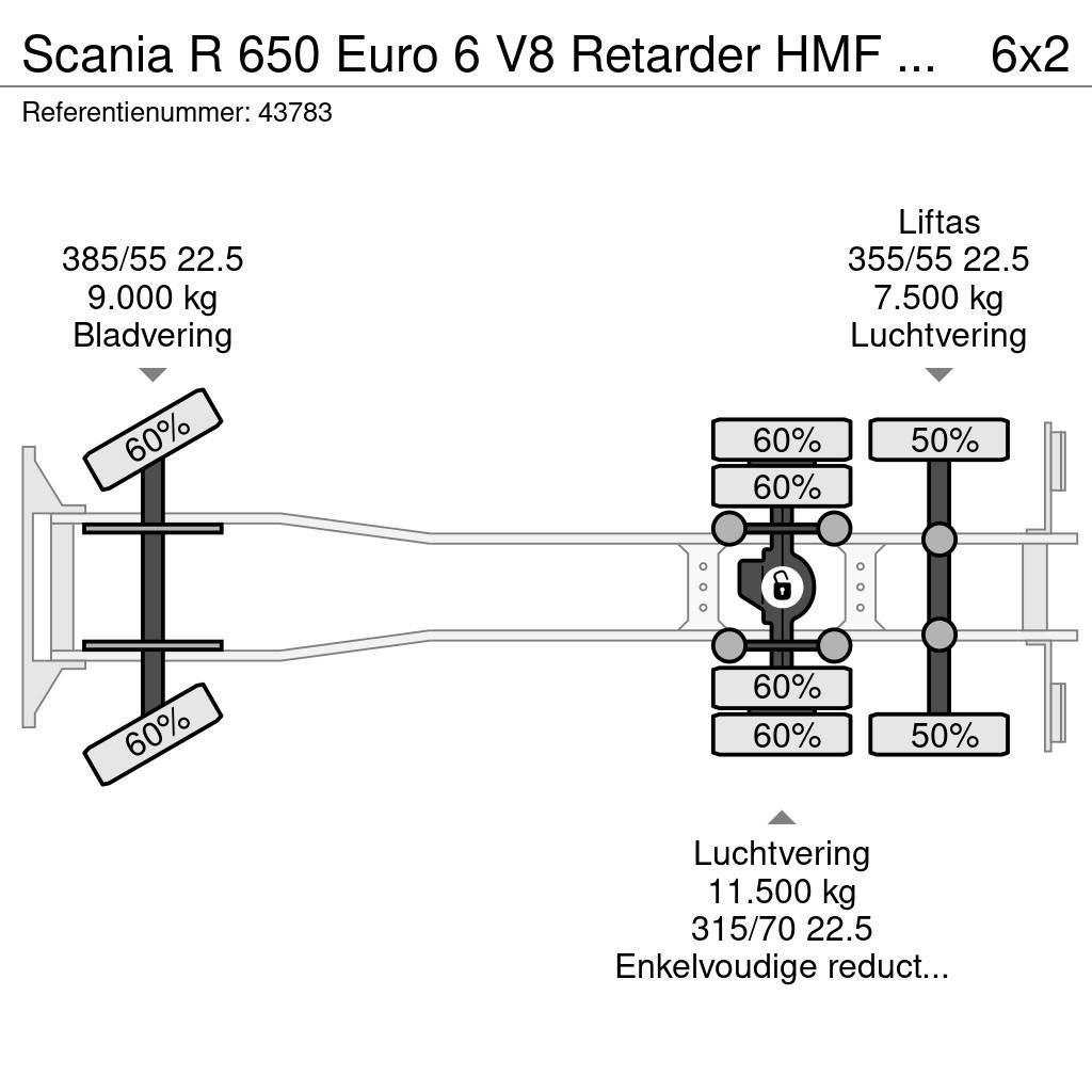 Scania R 650 Euro 6 V8 Retarder HMF 26 Tonmeter laadkraan Camiões de Transporte Auto