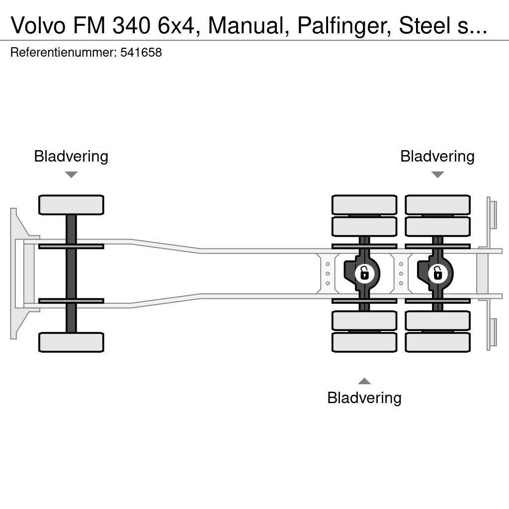 Volvo FM 340 6x4, Manual, Palfinger, Steel suspension Camiões estrado/caixa aberta