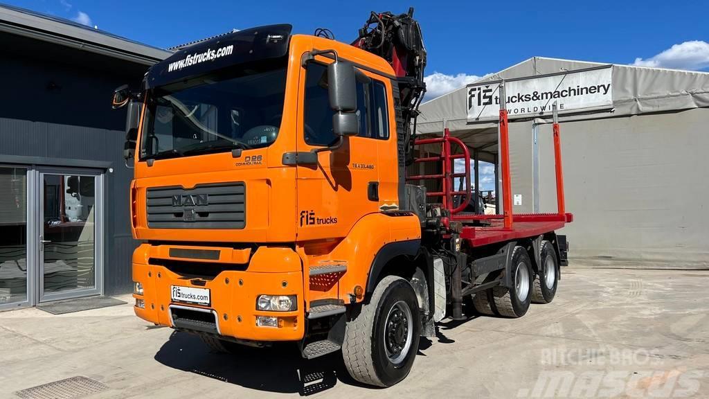 MAN TGA 33.480 6x6 forest truck - LIV 170 Z + scissors Camiões de transporte de troncos