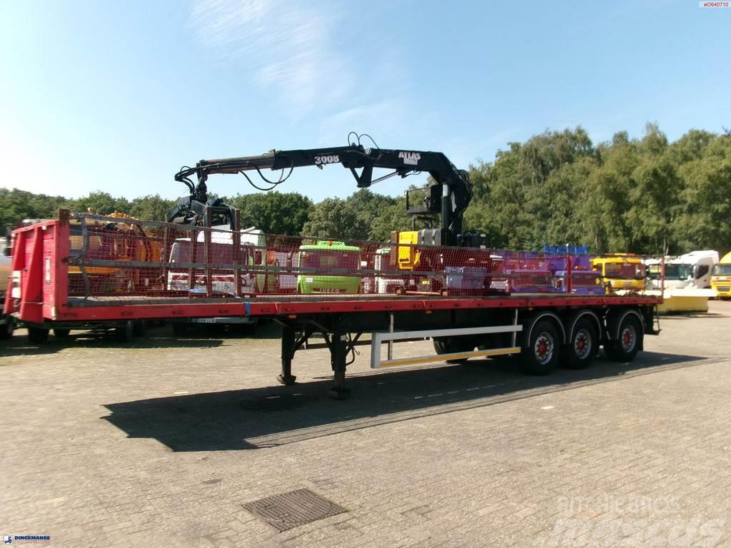 Fruehauf 3-axle platform trailer + Atlas 3008 crane Camiões estrado/caixa aberta