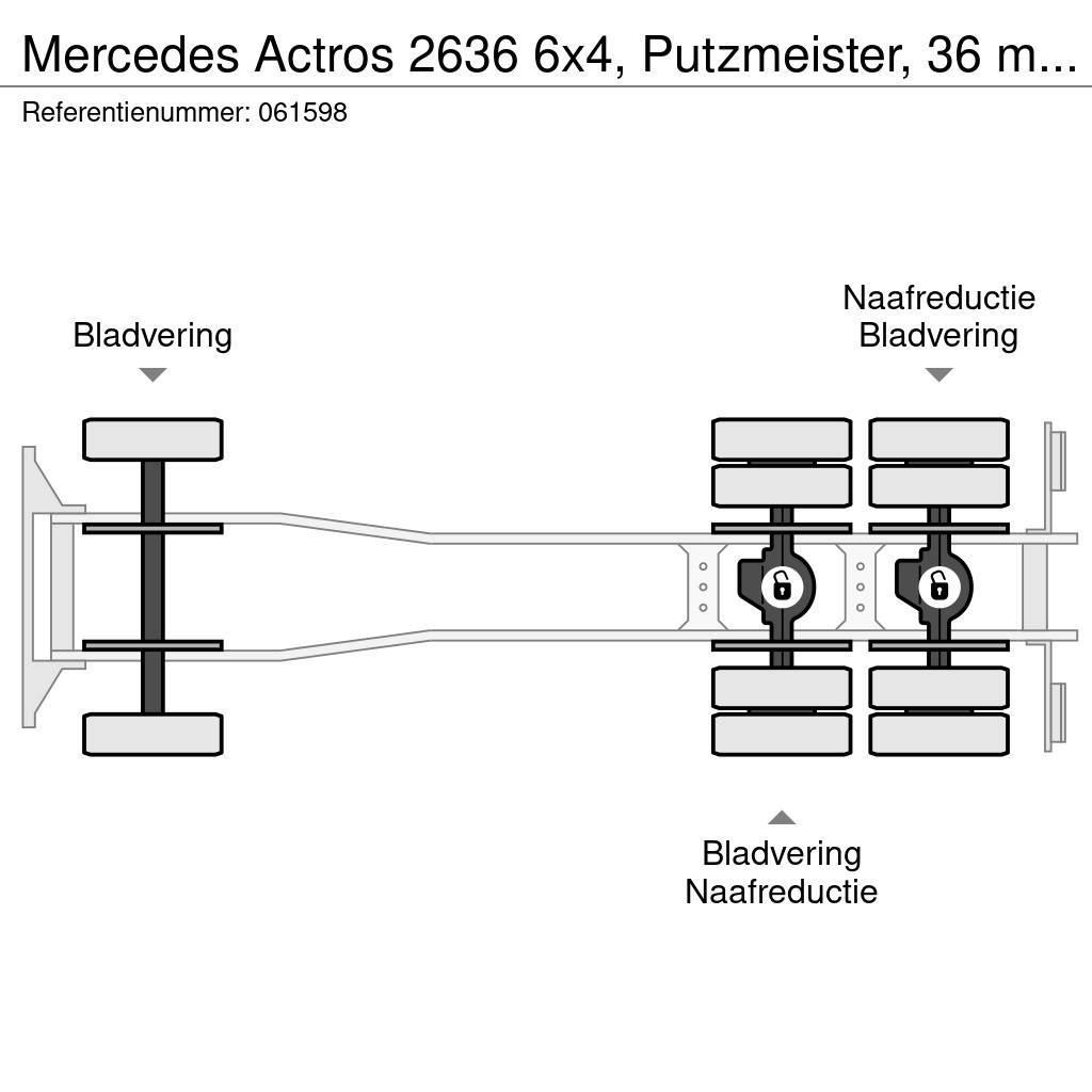 Mercedes-Benz Actros 2636 6x4, Putzmeister, 36 mtr, Remote, 3 pe Camiões bomba Betão