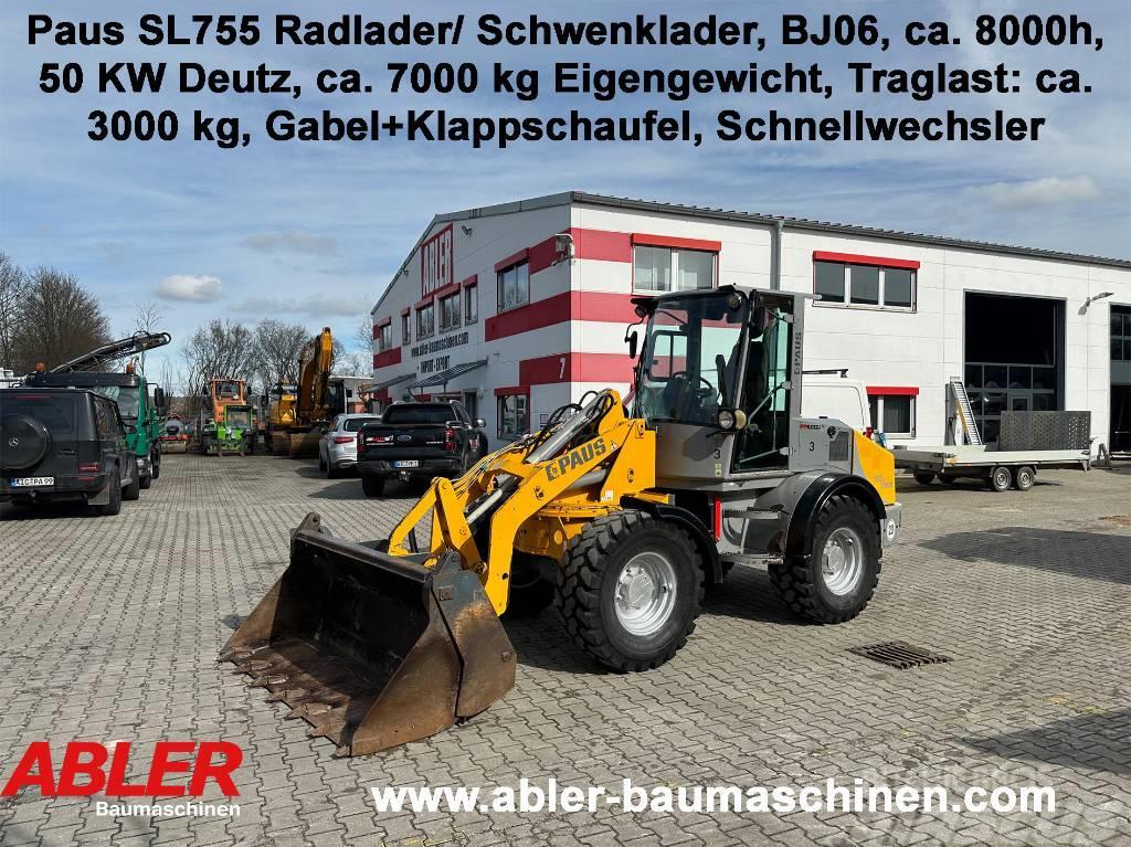 Paus SL 755 Schwenklader Gabel + Klappschaufel Pás carregadoras de rodas