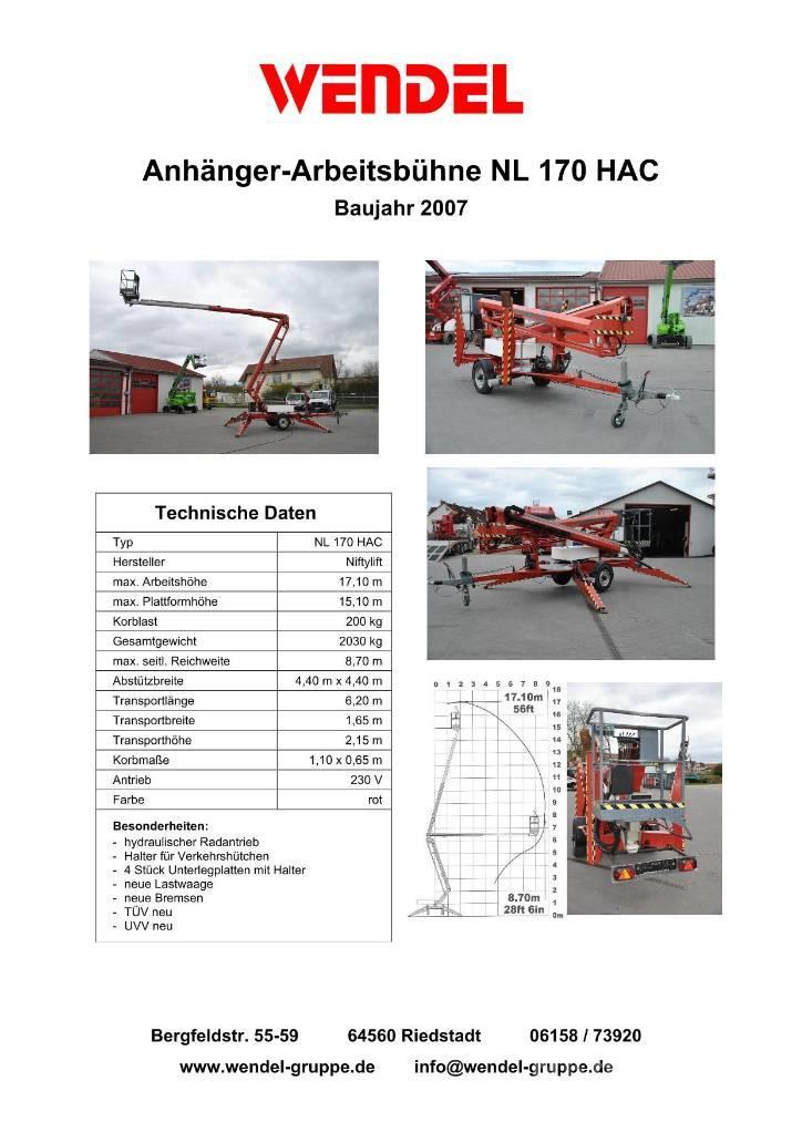 Niftylift NL 170 HAC Plataformas aéreas montadas em atrelados