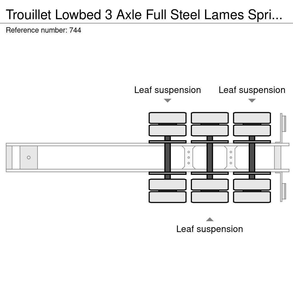 Trouillet Lowbed 3 Axle Full Steel Lames Spring Suspension 1 Semi Reboques Carga Baixa