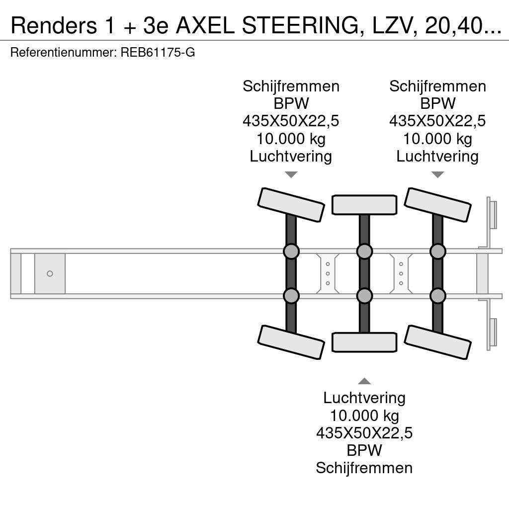 Renders 1 + 3e AXEL STEERING, LZV, 20,40,45 FT Semi Reboques Porta Contentores