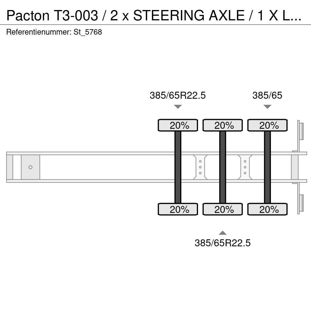 Pacton T3-003 / 2 x STEERING AXLE / 1 X LIFT AXLE Semi Reboques estrado/caixa aberta