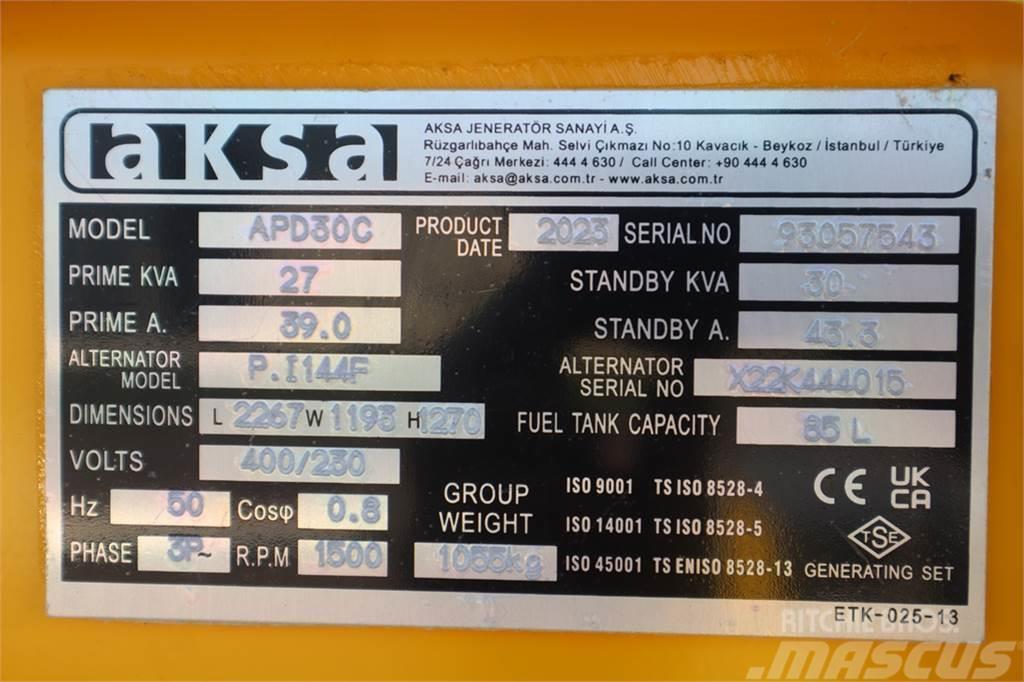 AKSA APD30C Valid inspection, *Guarantee! Diesel, 30 kV Geradores Diesel