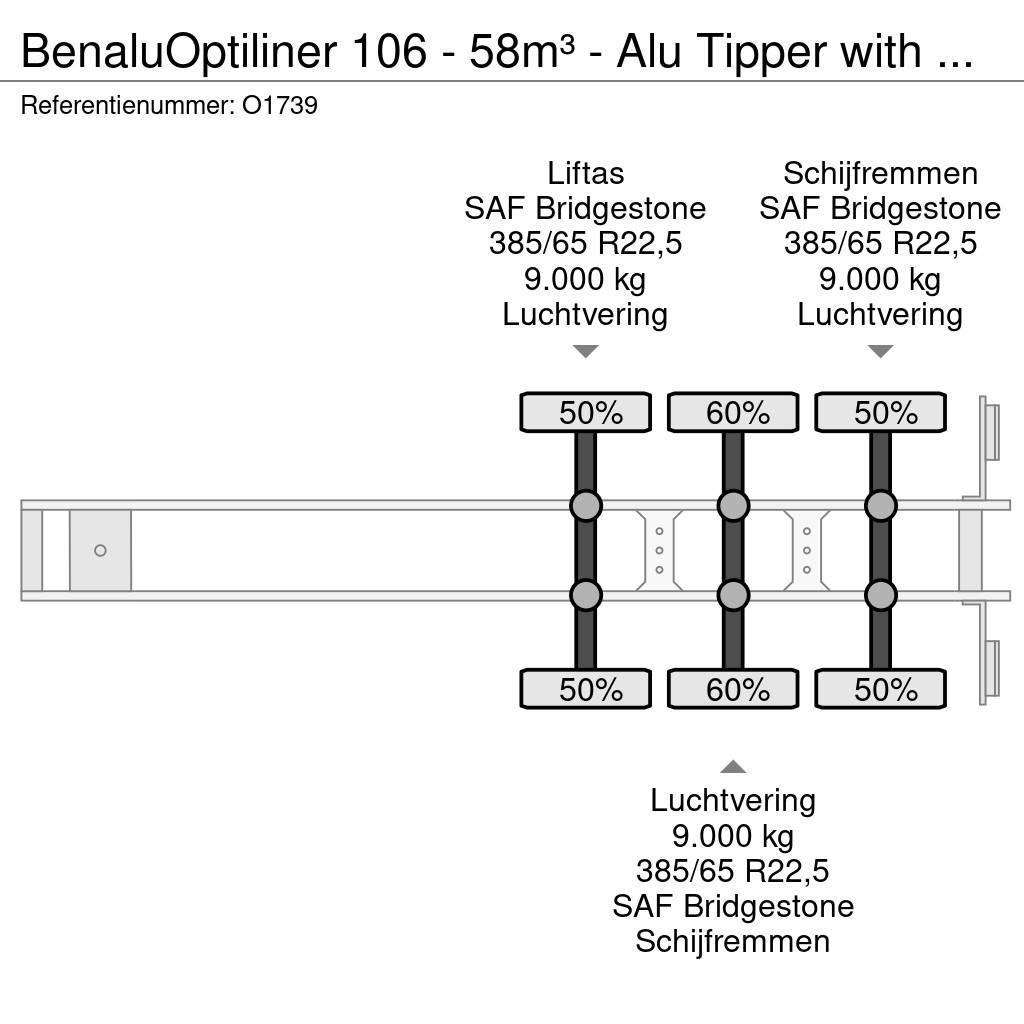 Benalu Optiliner 106 - 58m³ - Alu Tipper with Carrier Sup Semi Reboques Basculantes