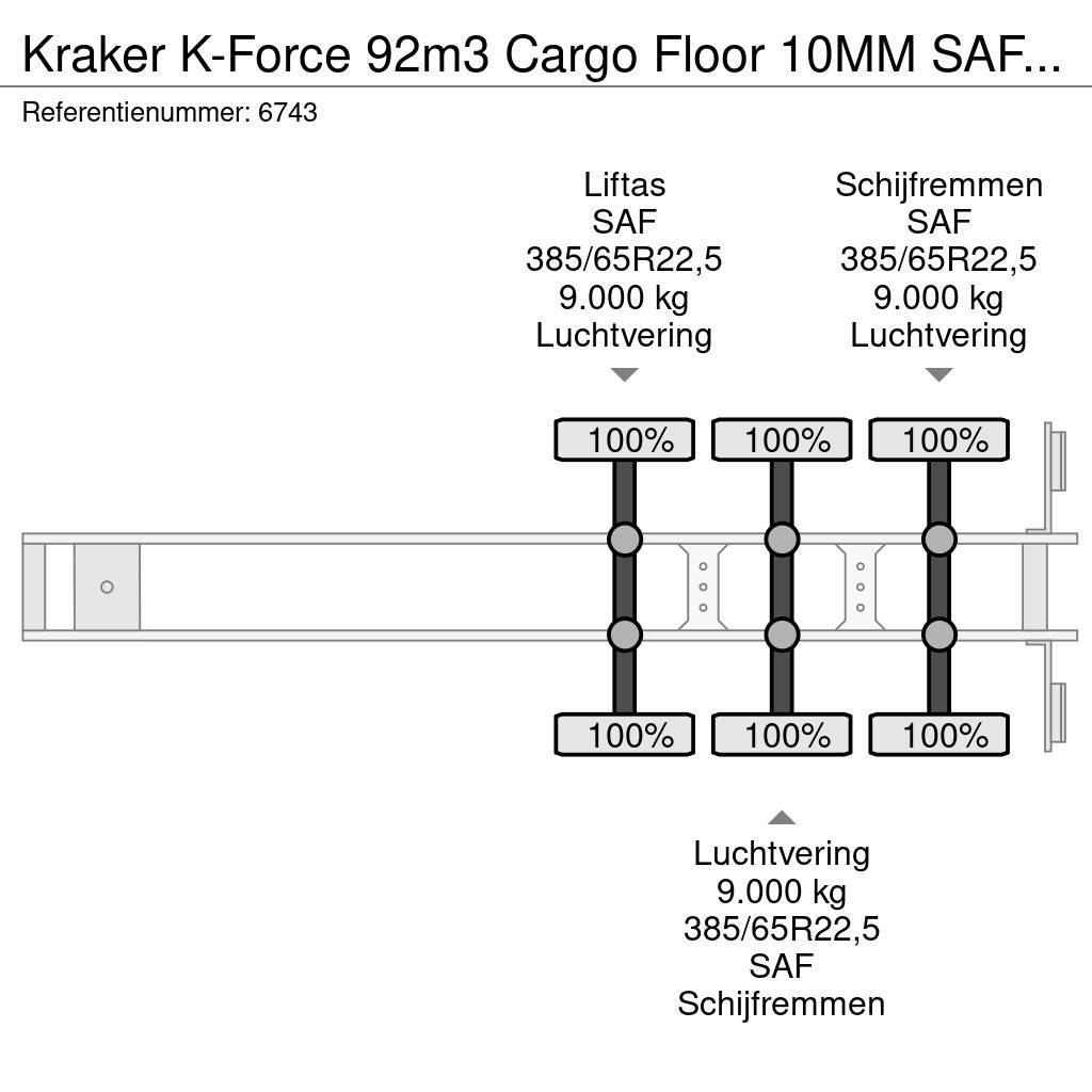 Kraker K-Force 92m3 Cargo Floor 10MM SAF, Liftachse, Remo Semi-reboques pisos móveis