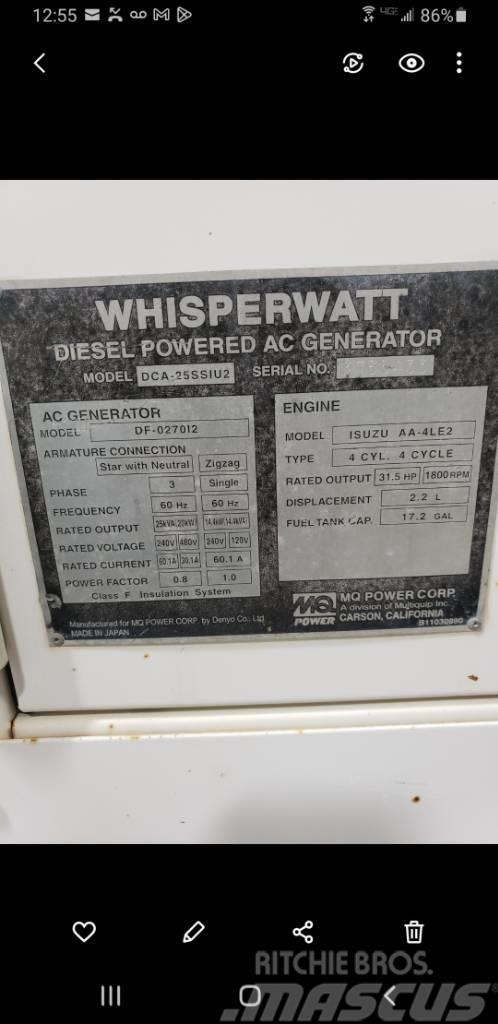 Whisperwatt Diesel Powered AC Generator DF-027012 Geradores Diesel
