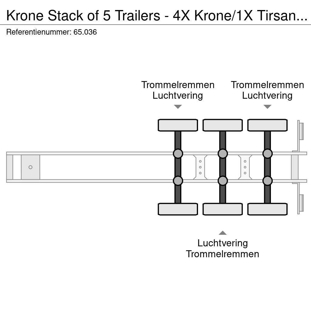 Krone Stack of 5 Trailers - 4X Krone/1X Tirsan ( STANDAR Semi Reboques Cortinas Laterais