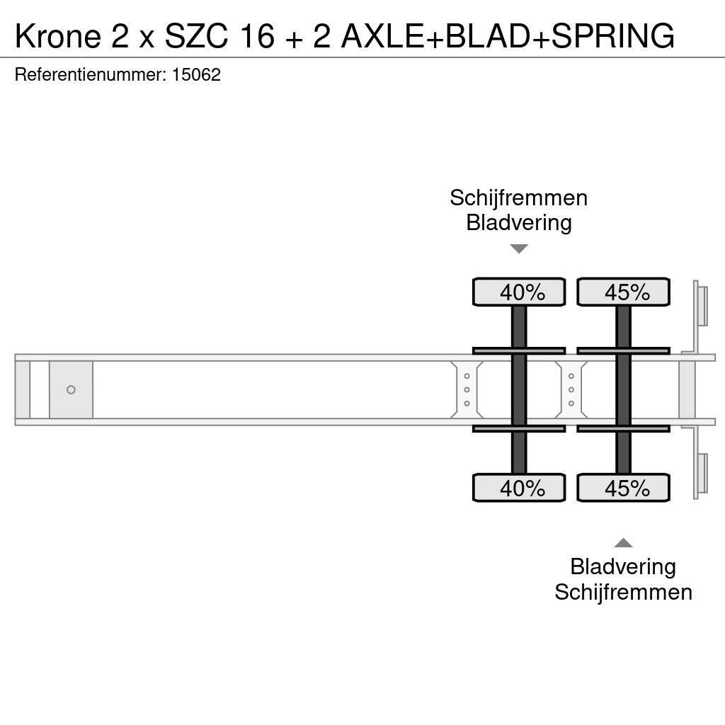 Krone 2 x SZC 16 + 2 AXLE+BLAD+SPRING Semi Reboques Porta Contentores