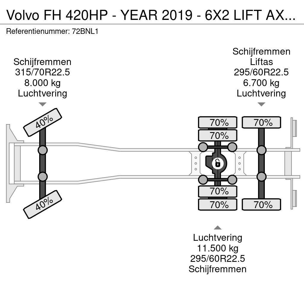 Volvo FH 420HP - YEAR 2019 - 6X2 LIFT AXLE - 307.000KM - Camiões de chassis e cabine