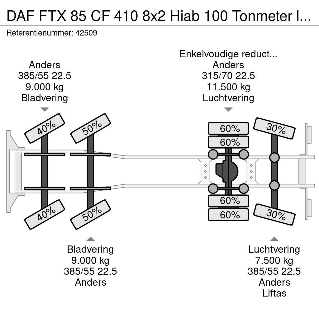 DAF FTX 85 CF 410 8x2 Hiab 100 Tonmeter laadkraan + Fl Gruas Todo terreno