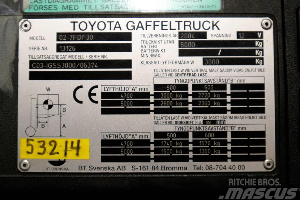 Toyota 7FDF30, 3-tons dieselmotviktstruck med 5m lyftöjd Empilhadores Diesel