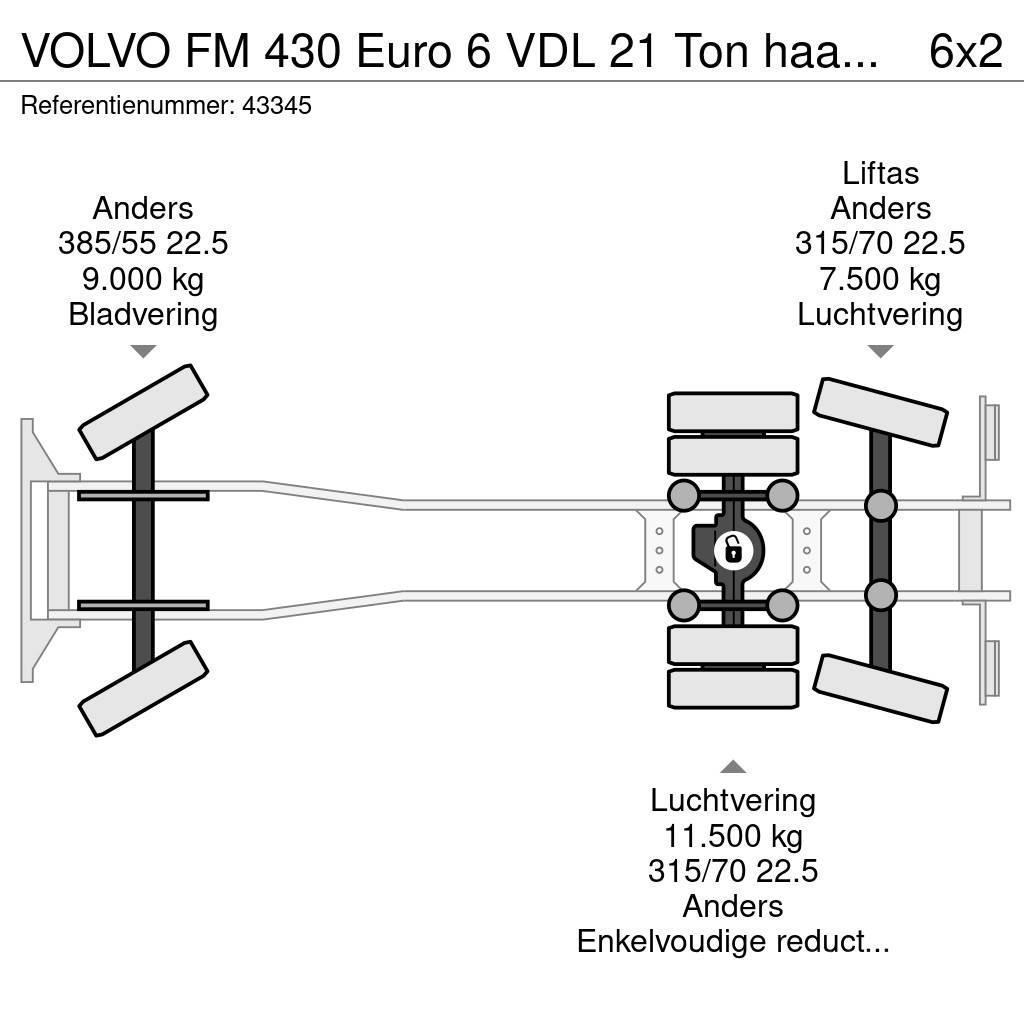 Volvo FM 430 Euro 6 VDL 21 Ton haakarmsysteem Camiões porta-contentores