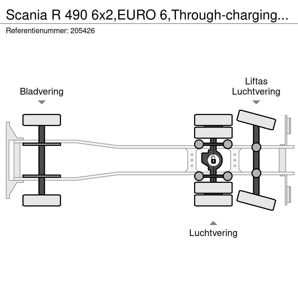 Scania R 490 6x2,EURO 6,Through-charging system,Retarder, Camiões caixa cortinas laterais