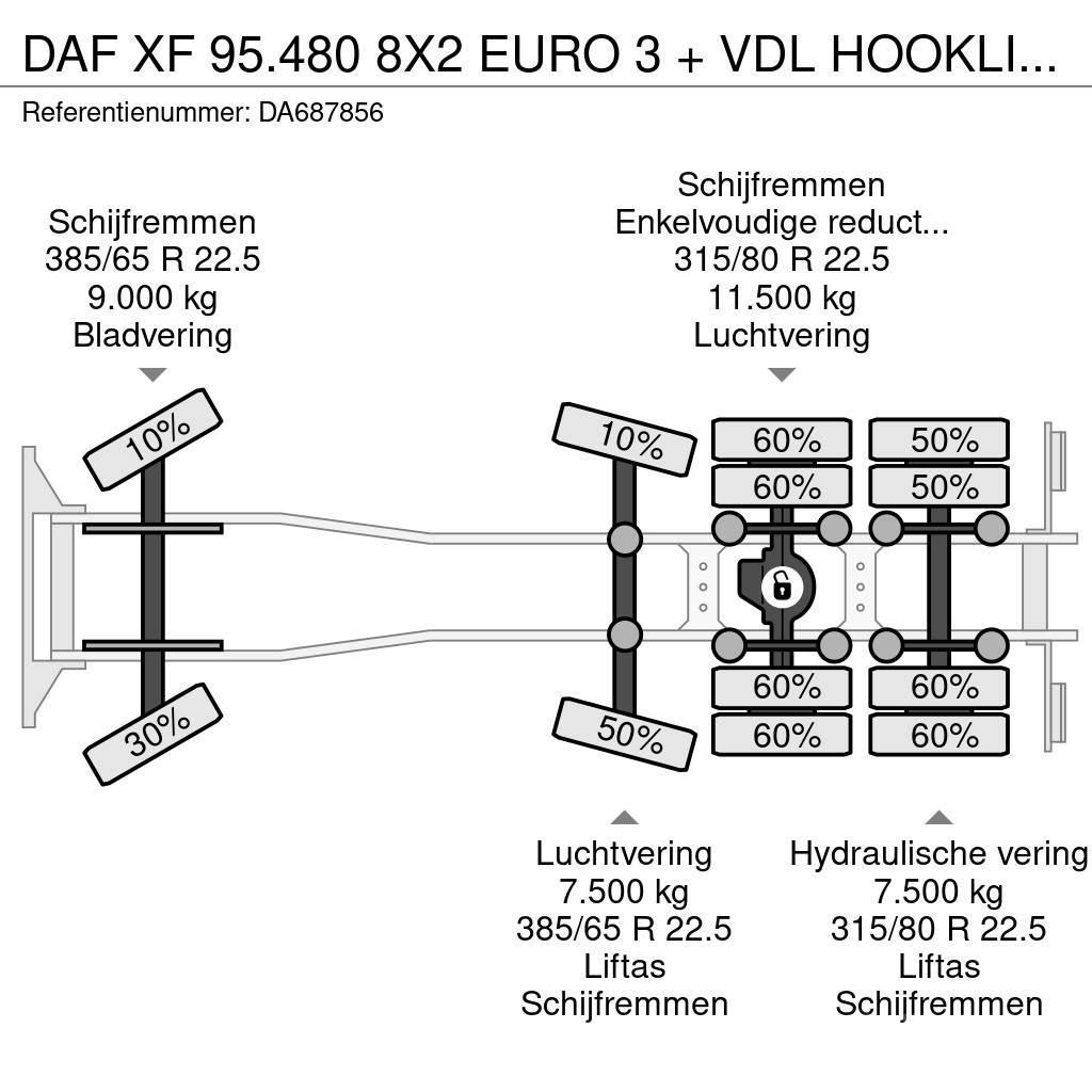 DAF XF 95.480 8X2 EURO 3 + VDL HOOKLIFT + MANUAL GEARB Camiões Ampliroll