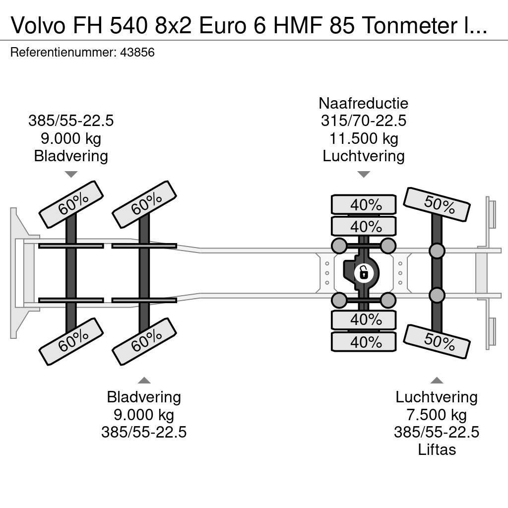 Volvo FH 540 8x2 Euro 6 HMF 85 Tonmeter laadkraan + Fly- Gruas Todo terreno