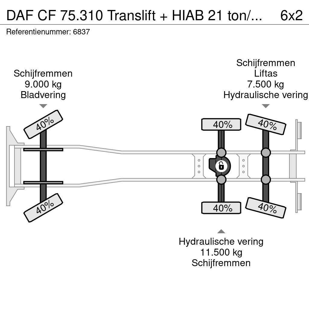DAF CF 75.310 Translift + HIAB 21 ton/meter crane 185. Camiões de lixo