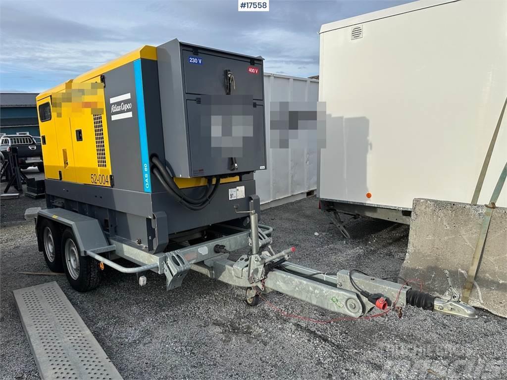 Atlas Copco QAS80 diesel generator/aggegate on trailer Outros componentes