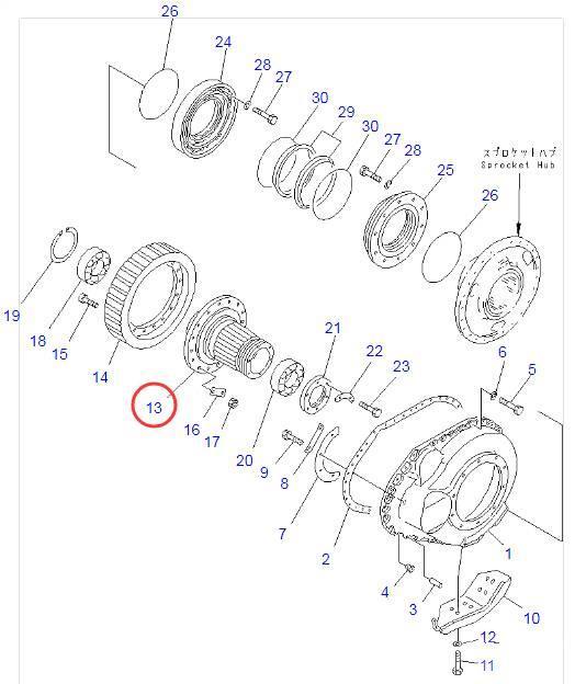 Komatsu D85A-21 hub 154-27-12122 Rastos, correntes e material rodante
