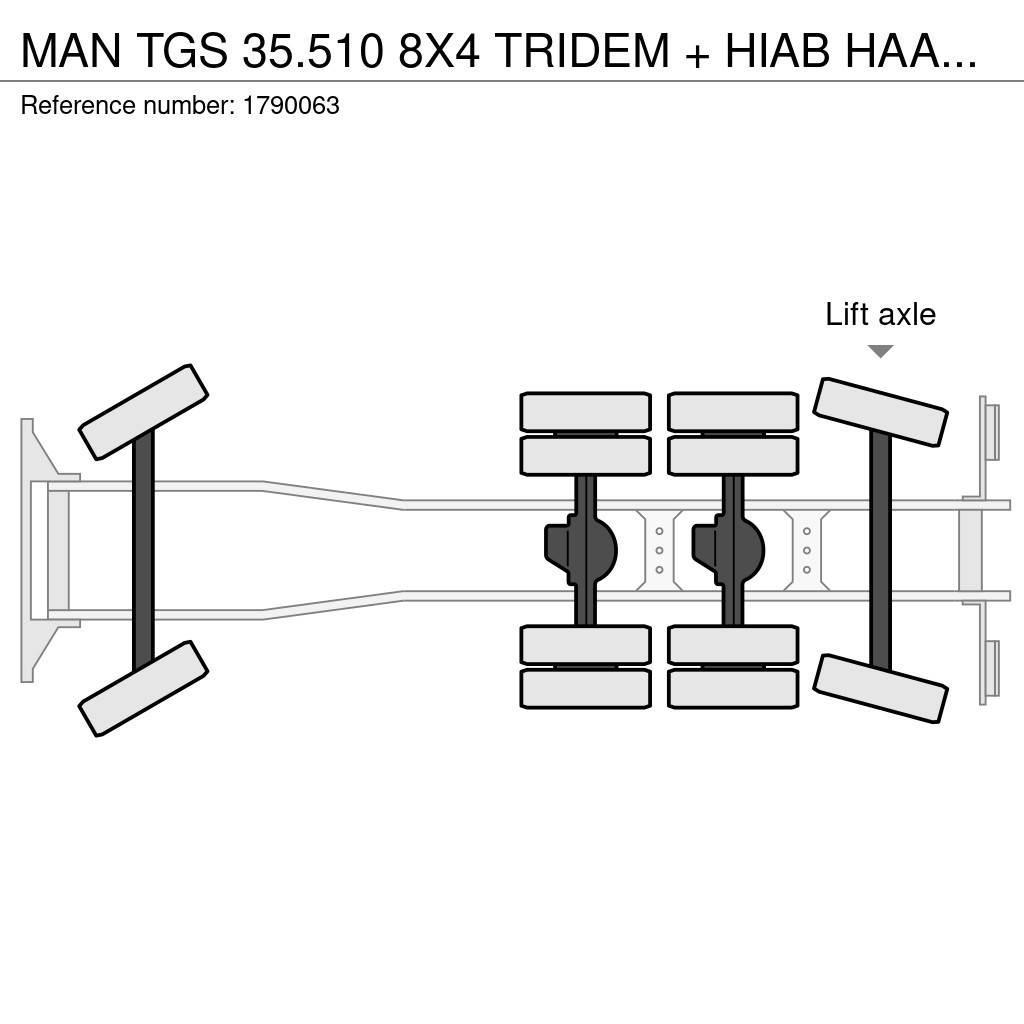 MAN TGS 35.510 8X4 TRIDEM + HIAB HAAKARM + PALFINGER P Camiões grua