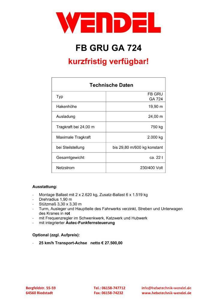 FB GRU GA 724 - Turmdrehkran - Baukran - Kran Gruas de construção