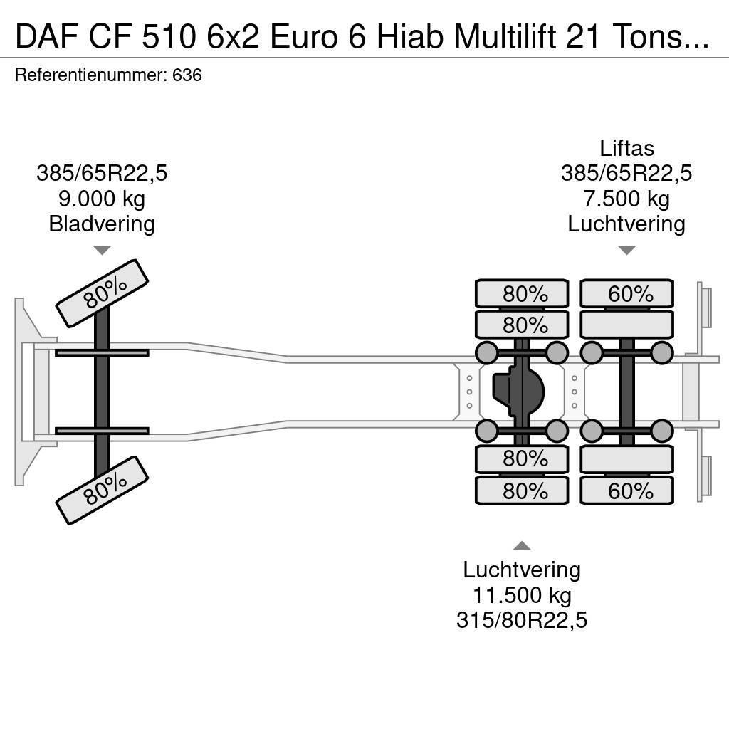 DAF CF 510 6x2 Euro 6 Hiab Multilift 21 Tons Hooklift! Camiões Ampliroll