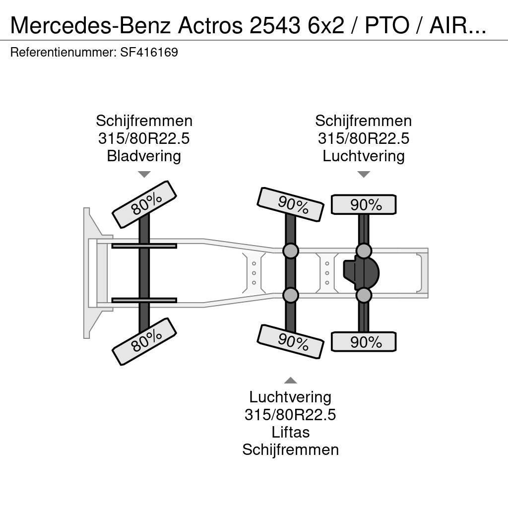 Mercedes-Benz Actros 2543 6x2 / PTO / AIRCO / EURO 6 Tractores (camiões)