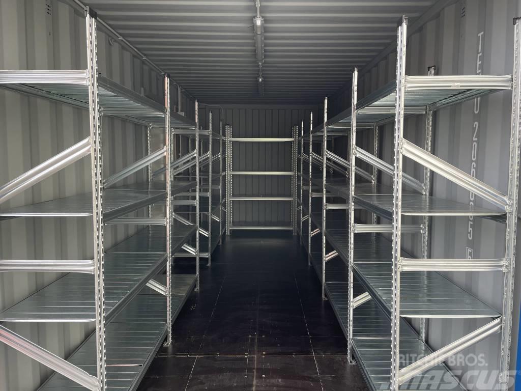  20' Lagercontainer mit Regalen, Licht, Seitentür Contentores de armazenamento