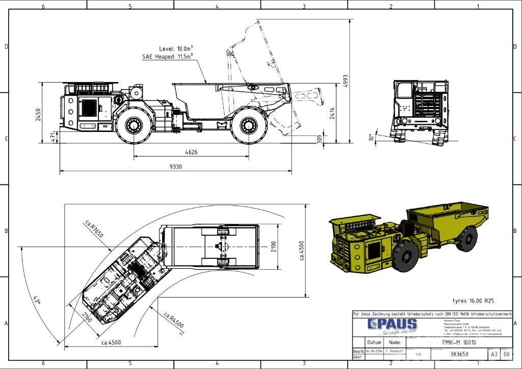 Paus PMKM 10010 / Mining / Dump Truck Camiões Exploração mineira subterrânea e transportadores