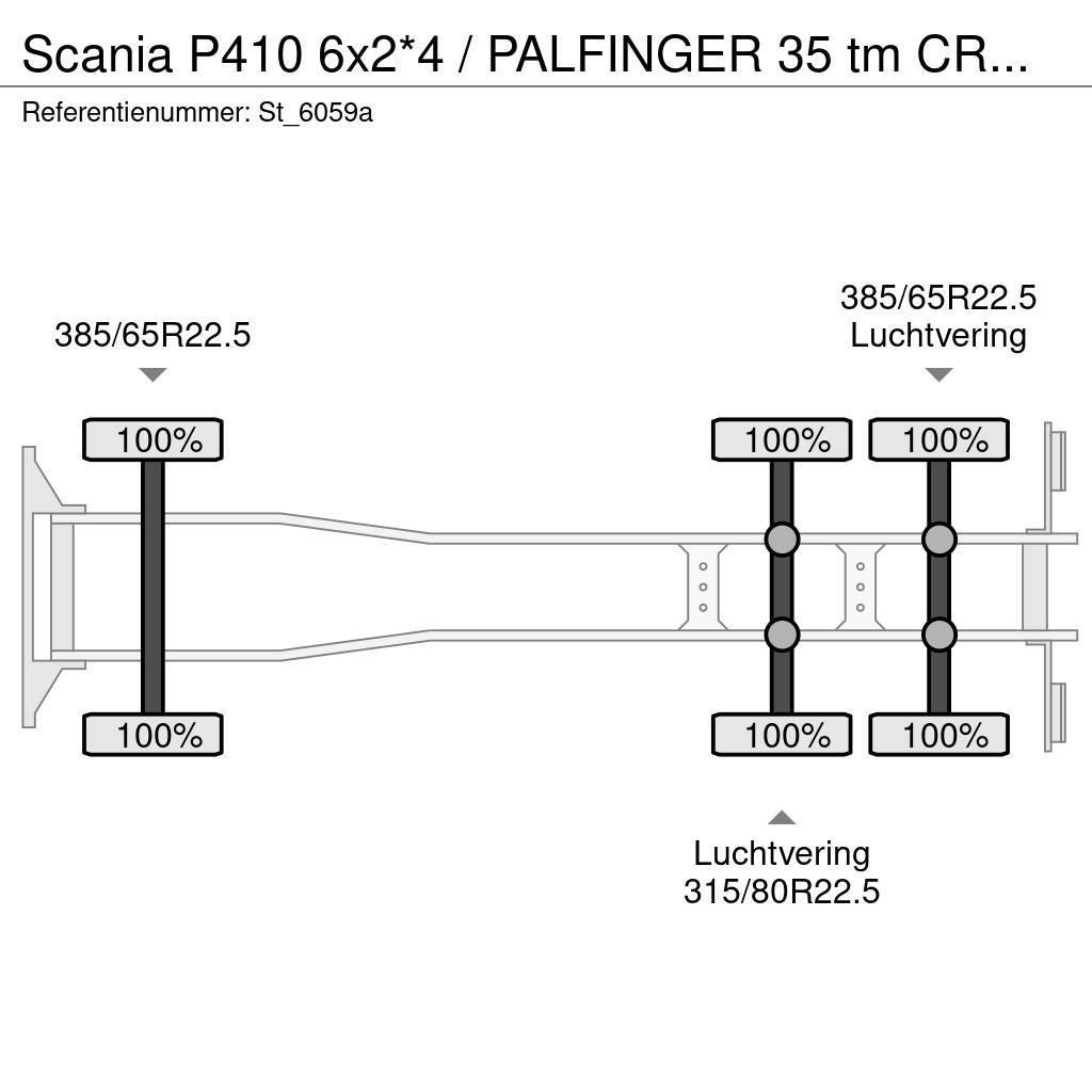 Scania P410 6x2*4 / PALFINGER 35 tm CRANE + WINCH Camiões grua